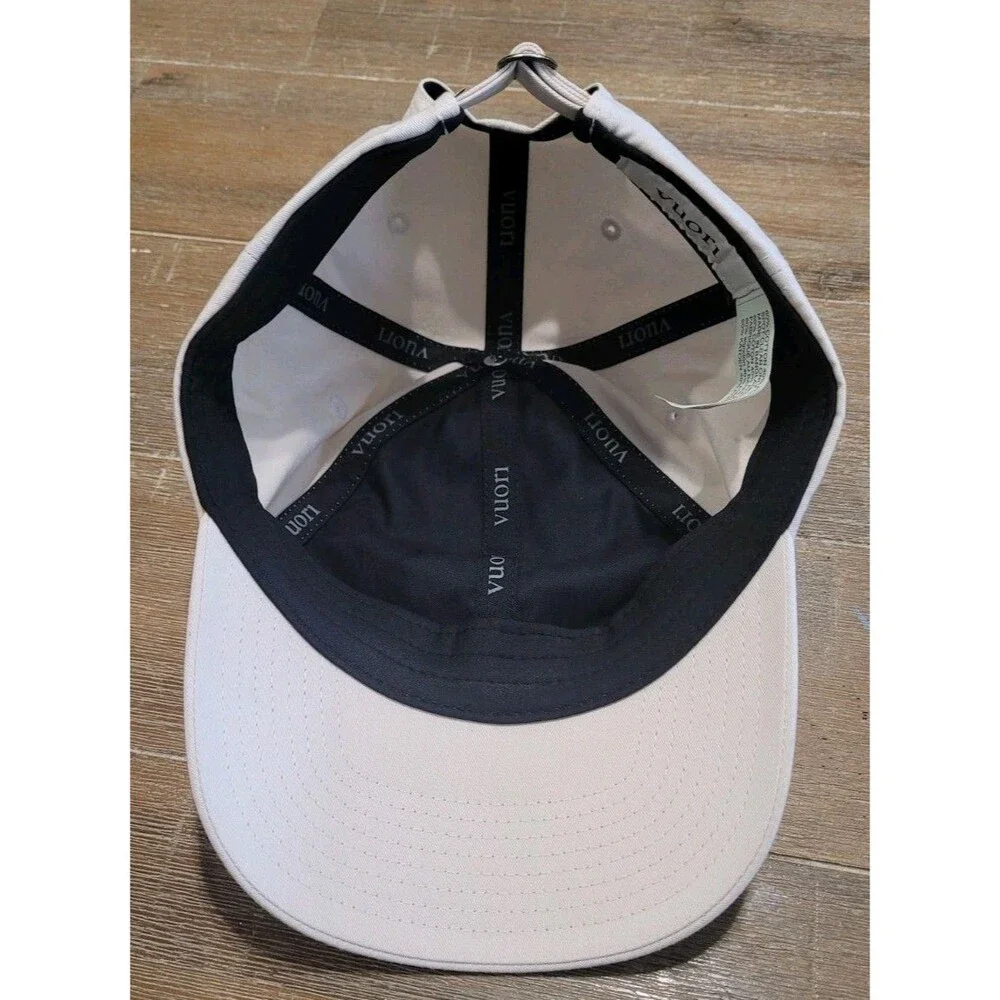 Vuori V1 Beige Hat Performance Logo Adjustable Strap Workout Gym Travel Casual